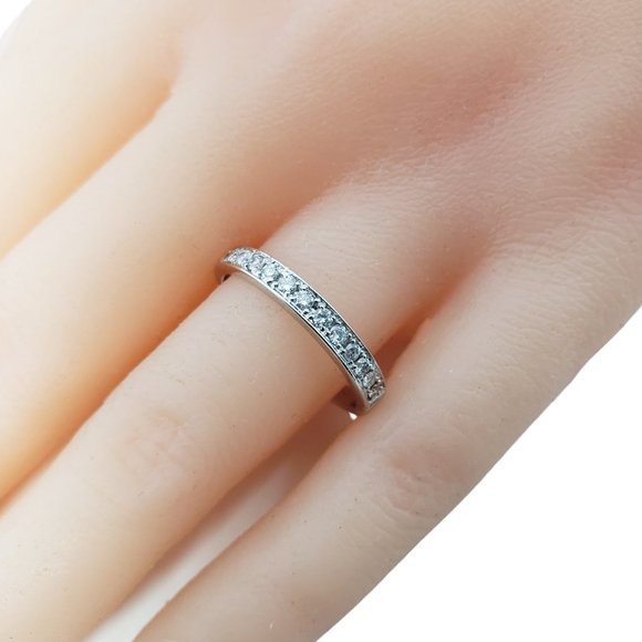 Vintage 14 Karat White Gold Diamond Wedding Band Ring Size 7.5 #11966 - Picture 9 of 9